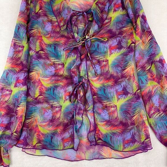 Urban Outfitters Blouse Women’s S Misty‎ Gauze Sheer Pink Purple Tie Front - Picture 4 of 10